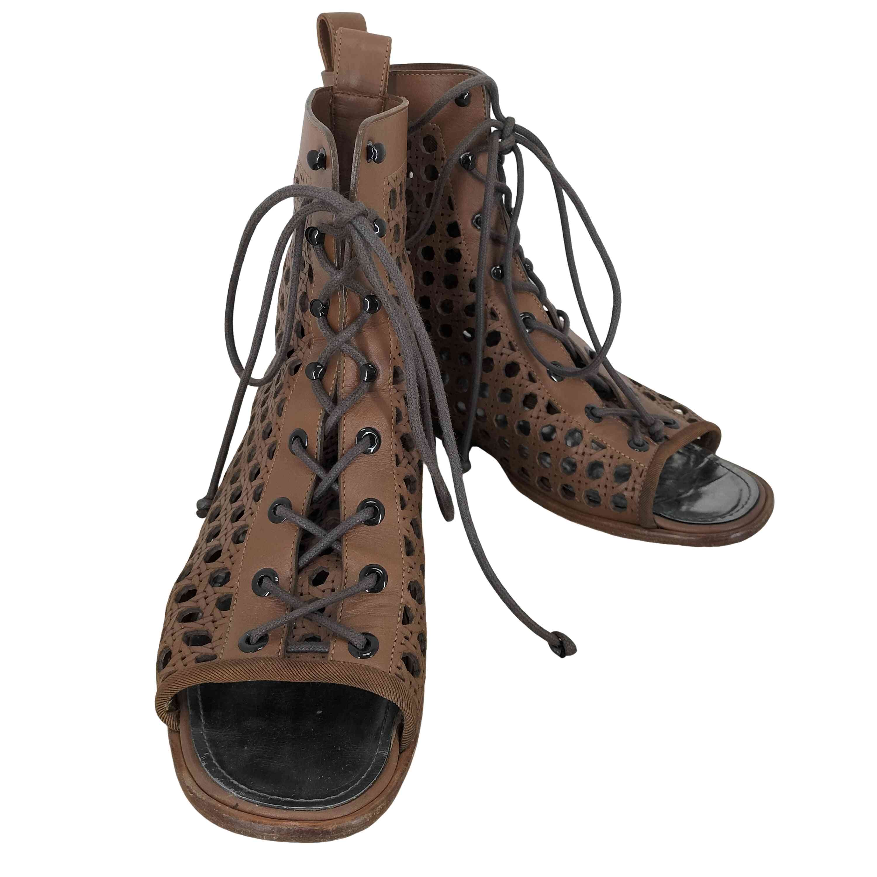 【中古】プロエンザスクーラー PROENZA SCHOULER オープン トゥ ラティス ブーツ レディース 37