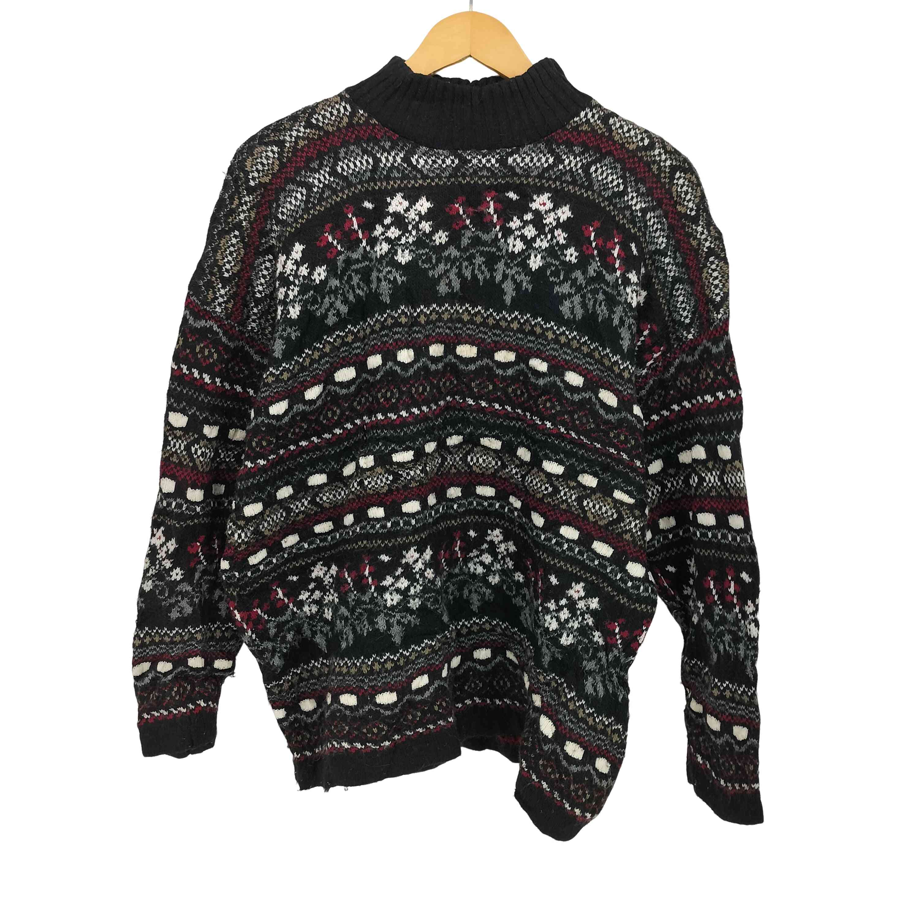 【中古】ビューグルボーイ Bugle Boy 総柄 ボトルネック アクリル ニット セーター メンズ 表記無