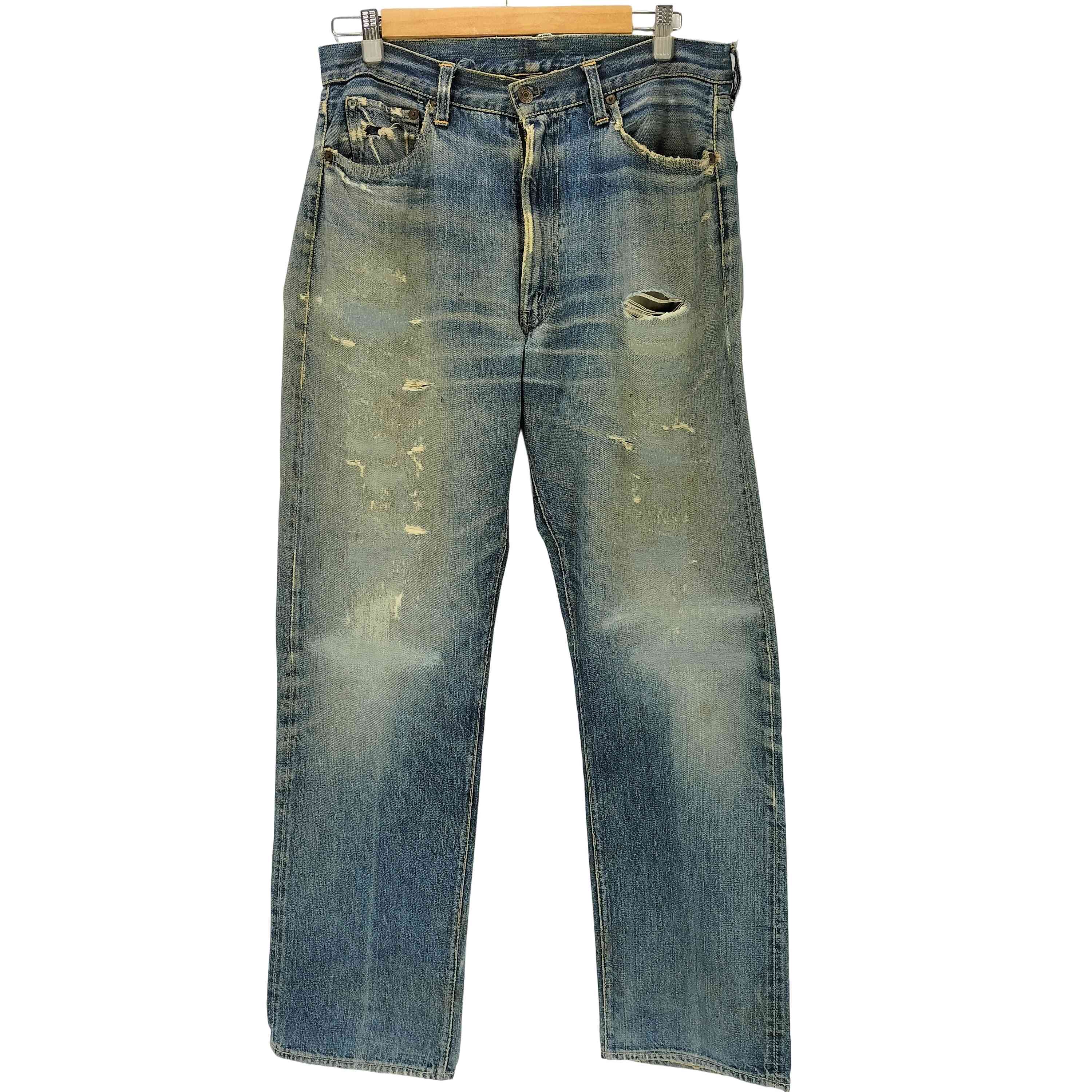 【中古】リーバイス Levis 50S Vステッチ ボタン裏 点々 チェーンステッチ オフセットベルトループ 隠しリベット 銅製 15刻印 CONMAR-ZIP...