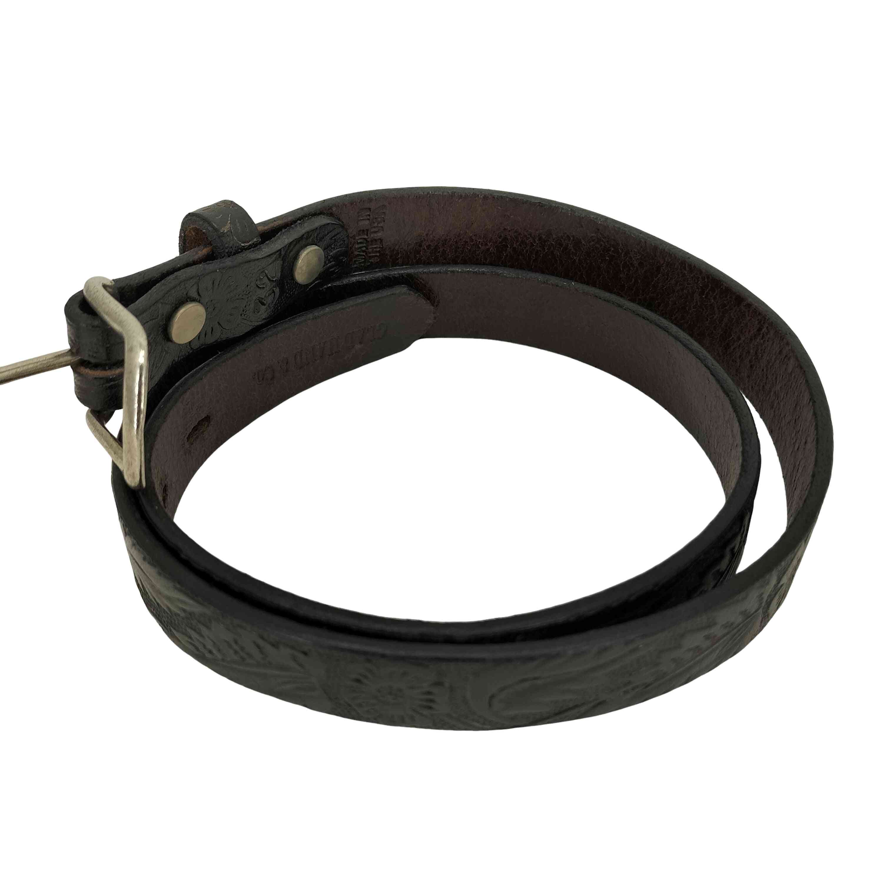 【中古】グラッドハンド GLADHAND エンボス加工 ナロー レザーベルト メンズ 32