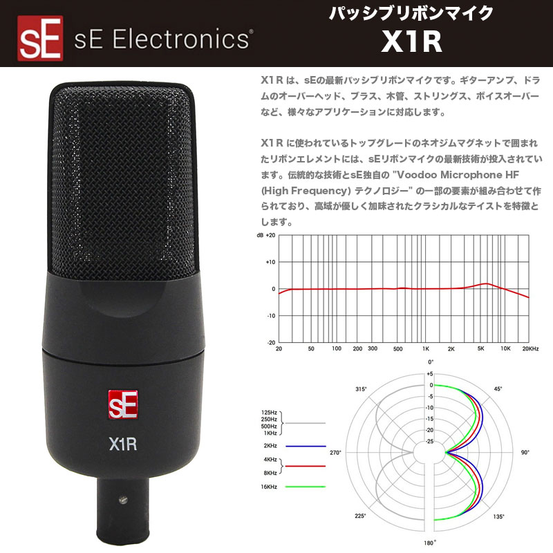 sE Electronics X1R | SEエレクトロニクス パッシブリボンマイク | ギターアンプ、ドラムのオーバーヘッド、ブラス、木管、ストリングス、ボイスオーバー | 送料無料