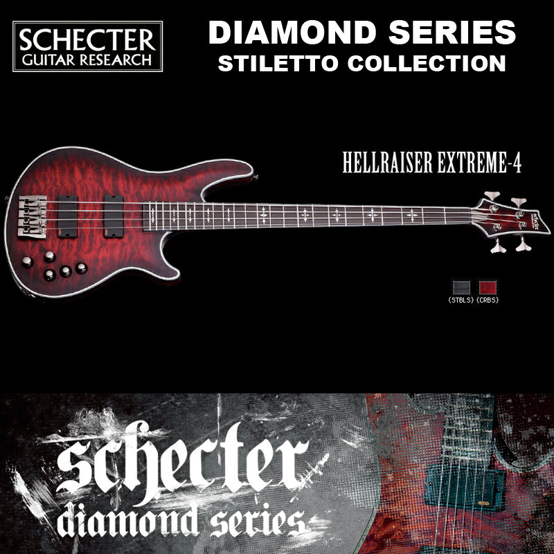 シェクター SCHECTER ベース / HELLRAISER EXTREME 4 AD-HR-EX-BASS-4 ヘルレイザーエクストリーム レッド（赤） ダイヤモンドシリーズ 右用/左用（レフトハンド） 送料無料