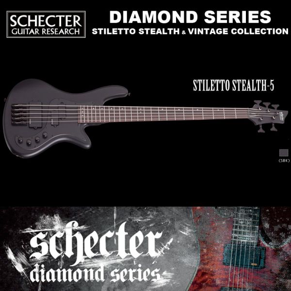 シェクター SCHECTER 5弦ベース / STILETTO STEALTH 5 / スティレット・スティールス 5弦 カラー：ブラック　ダイヤモンドシリーズ 2015年モデル 送料無料