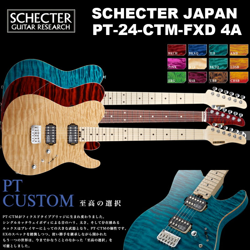 シェクター SCHECTER JAPAN / SCHECTER PT-24-CTM-FXD 4A Grade シェクター ジャパン PT CUSTOMシリーズ テレキャス カスタム エレキギター 送料無料