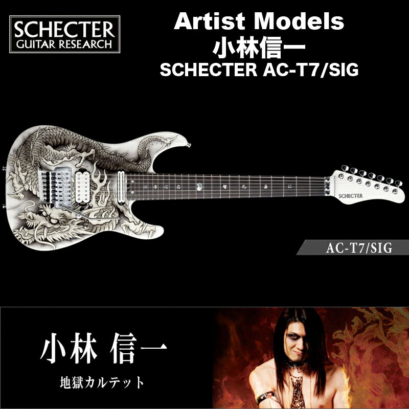 シェクター エレキギター / 小林信一 （地獄カルテット） モデル SCHECTER AC-T7/SIG ドラゴン・グラフィック 7弦ギター 送料無料