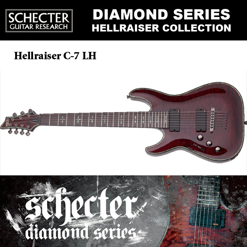 MODELHELLRAISER C-7 [AD-C-7-HR]BODYMahogany w/Quilted Maple Top (on BCH)Mahogany (on BLK,WHT)NECK3-pc MahoganyCONSTRUCTIONSet-neck with Ultra AccessFINGER BOARDRosewoodFRETS24 X-JumboSCALE25 1/2"INLAYAbalone Gothic Cross(on BCH)Grey Pearl Gothic Cross(on BLK)PICKUPSEMG Active 81-TW/89BRIDGETonePros TOM with Thru-bodyTUNERSSchecter LockingHARDWAREBlack ChromeCONTROLVo(tap) / Vo(tap) / Tone / 3-way SwitchBINDINGAbalone(on BCH,WHT),Gray Pearl(on BLK)COLORBlack Cherry(BCH) , Gross Black(BLK) , Gross White(WHT) PRICE BCH：203,500 yen (in TAX)　185,000 yen (without TAX)BLK , WHT：198,000 yen (in TAX)　180,000 yen (without TAX)Noteswith Soft Case LEFT HAND AVAILABILITY： BCH (20% up charge)こちらの商品は取り寄せ商品です。メーカーの生産状況によりお日にちをいただく場合がございます。詳しい納期に関しましてはお問い合わせ下さい。