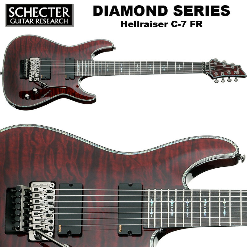 MODELHELLRAISER C-7 FR [AD-C-7-FR-HR]BODYMahogany w/Quilted Maple Top (on BCH)Mahogany (on BLK,WHT)NECK3-pc MahoganyCONSTRUCTIONSet-neck with Ultra AccessFINGER BOARDRosewoodFRETS24 X-JumboSCALE26 1/2"INLAYAbalone Gothic Cross(on BCH , WHT)Grey Pearl Gothic Cross(on BLK)PICKUPSEMG Active 707TWBRIDGEFloyd Rose 1000 SeriesTUNERSGroverHARDWAREBlack ChromeCONTROLVo(tap) / Vo(tap) / Tone / 3-way SwitchBINDINGAbalone(on BCH,WHT),Gray Pearl(on BLK)COLORBlack Cherry(BCH) , Gross Black(BLK) , Gloss White(WHT)PRICE BCH：214,500 yen (in TAX)　195,000 yen (without TAX)BLK , WHT：209,000 yen (in TAX)　190,000 yen (without TAX)Noteswith Soft Case LEFT HAND AVAILABILITY： BCH (20% up charge)こちらの商品は取り寄せ商品です。メーカーの生産状況によりお日にちをいただく場合がございます。詳しい納期に関しましてはお問い合わせ下さい。