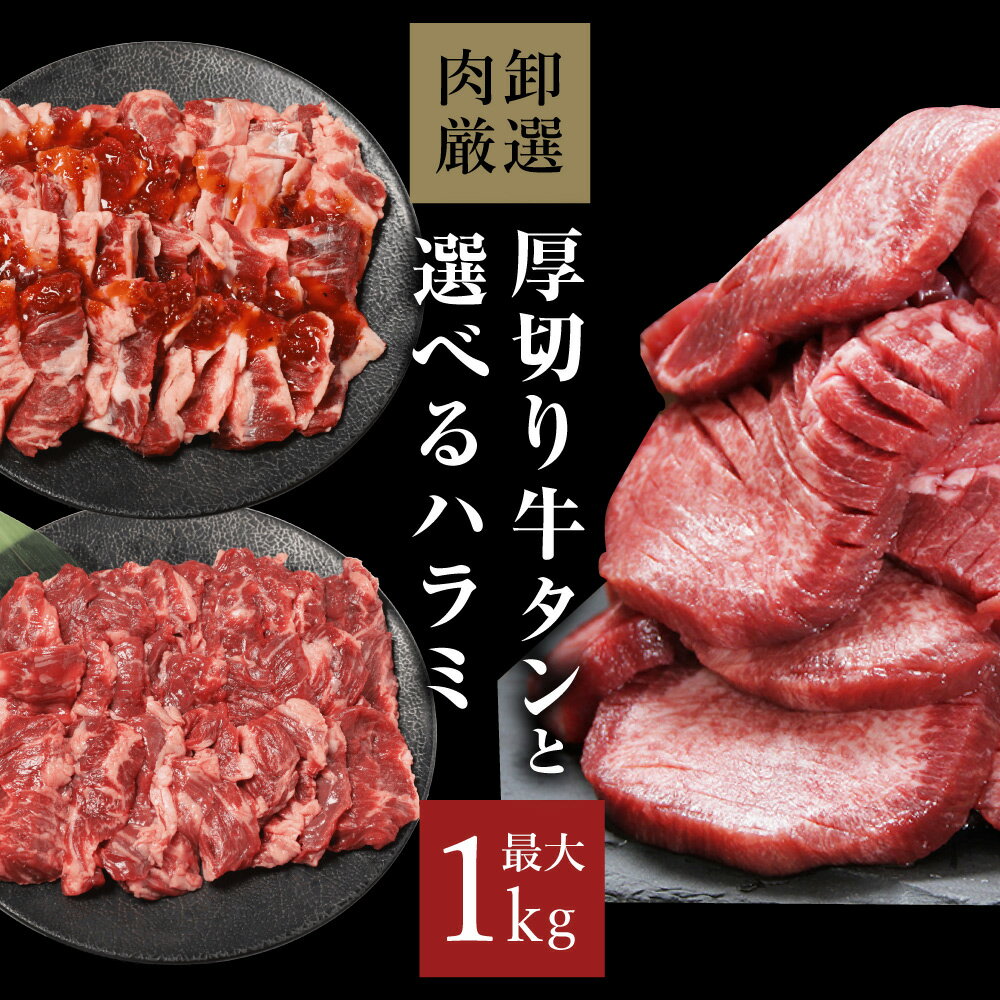 肉セット 【11日1時59分まで6,200円→5,490円】 牛タン 厚切り ハラミ 1kg 焼肉 肉 焼肉セット はらみ 牛たん 合計1kg 最大1kg 厚切り牛タンと選べるハラミセット