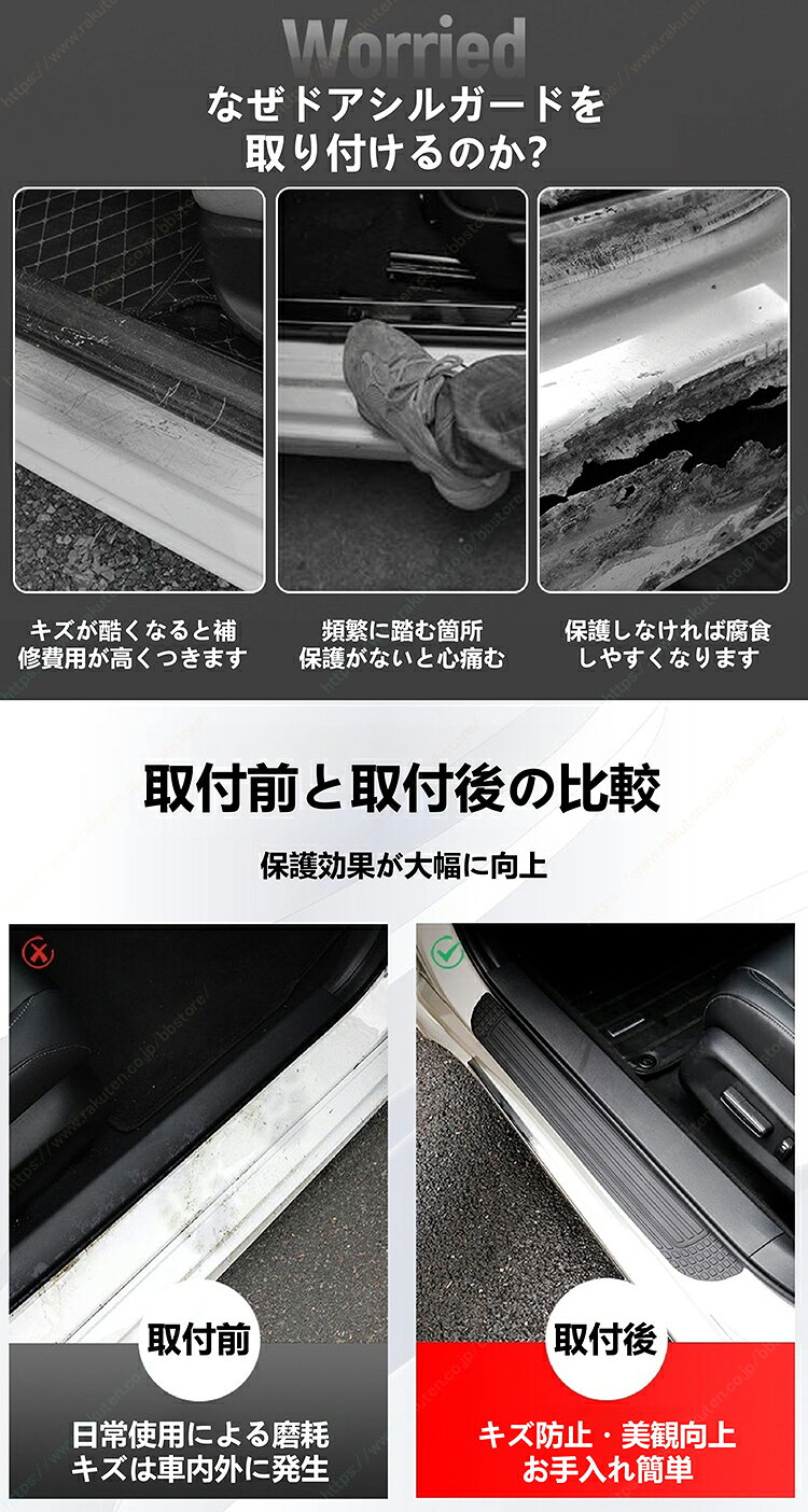車ドアステップガード ワイド 厚手 カット可能 汎用 ゴム製 サイドステップ保護テ...