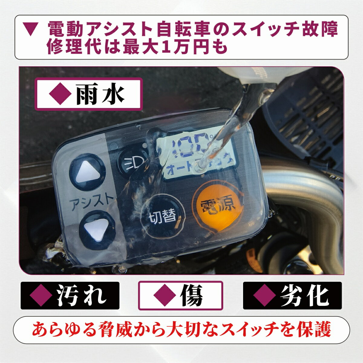 BBWT 電動自転車スイッチカバー 電動アシスト自転車 カバー 電気自転車 電動自転車...