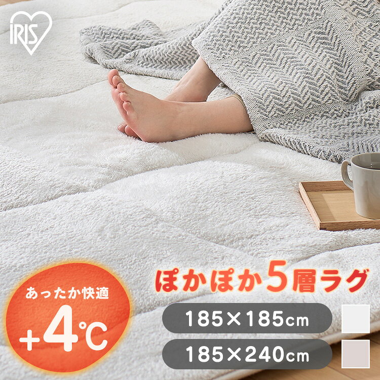 ラグ おしゃれ 北欧 2畳 3畳 リビング 185 240 厚手 滑り止め ラグマット カーペット 絨毯 お手入れ 簡単 正方形 長方形 消臭 保温 暖かい 冬用 あったか 静電気 防止 5層 らぐ こたつ敷き布団 二畳 アイリスオーヤマ ORG-PK1818 ORG-PK1824
