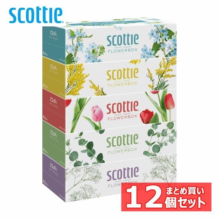 樂天商城 - 【12個セット】ティッシュ スコッティフラワーボックス 250組（500枚） 5箱パック 41331ティッシュペーパー ティッシュ ティシュー フラワー ボックス 大容量 長持ち コンパクト 250組 5箱パック 鼻紙 SCOTTIE 【D】[2606SE]