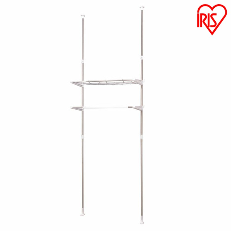 ランドリーラック 防水パン おしゃれ 洗面所 ランドリーラック 伸縮 2段 洗濯機ラック つっぱり ラック 突っ張り 洗濯機収納 洗濯ラック 収納 ランドリー収...