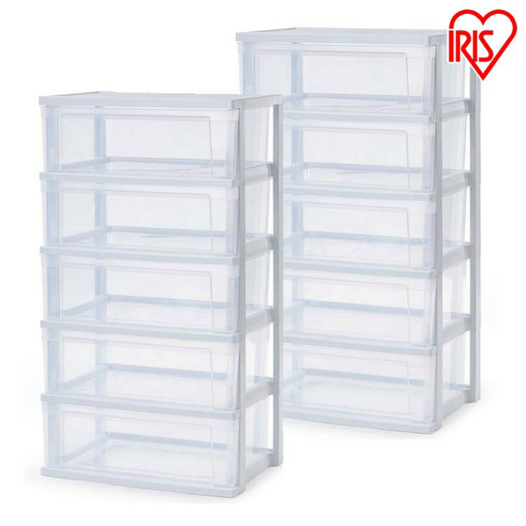 【2個セット】ワイドチェスト/クリア NSW-545 タンス 収納 5段 衣類 アイリスオーヤマ