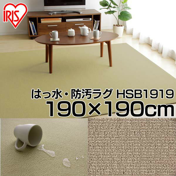 Rakuten - ★22％OFF★はっ水・防汚ラグ 【190×190cm】 HSB-1919 アイリスオーヤマ インテリアオールシーズン 家庭 ペット お子様[2606SE]