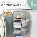 吊り下げ収納衣類ラック 3段 グレー HCLRC-3吊り下げ収納 収納ラック 省スペース 防ダニ 衣類 雑貨 収納 パイプハンガー 3段 クローゼット