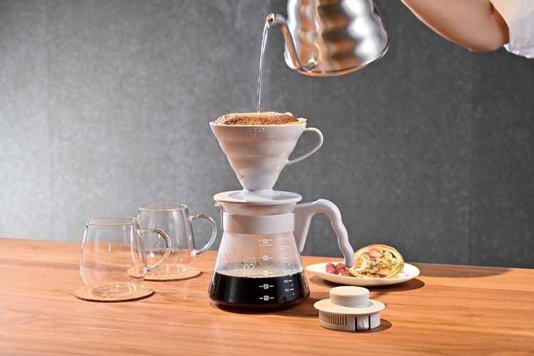 HARIO コーヒーセット 日本製 V60コーヒーサーバーセット ペールグレー VCSD-02-PGR ハンドドリップ V60 コーヒーサーバー 本格的な味わい 手軽 ギフト ペーパー入り 計量スプーン付属 3