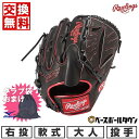   野球 グローブ 軟式 大人 右投げ ローリングス HOH METALLIC 投手用 サイズ11.75 黒 ブラック 指カバー 背面紐 GR3FHMA15W-BSC 型付け可能(G) キャッチボール