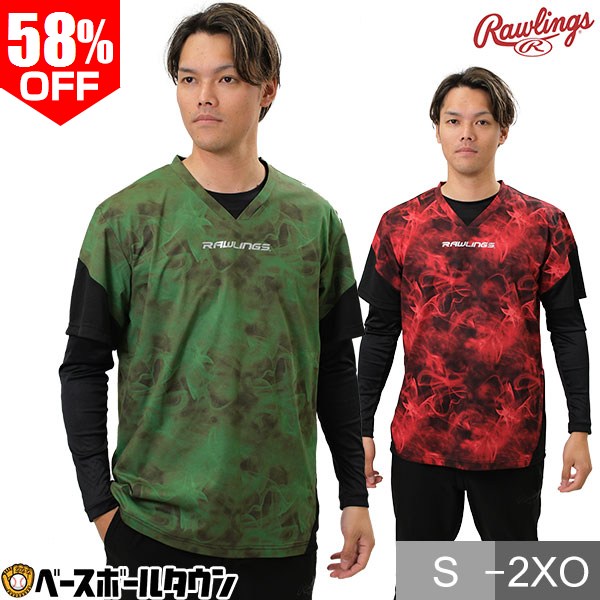 58％OFF 野球 Tシャツ Vネックシャツ 半袖 大人 ローリングス Rawlings ハイブリッド ショートスリーブ レイヤーシャツ スポーツウェア おしゃれ かっこいい AST14S01 【365日あす楽対応】 楽天スーパーSALE RakutenスーパーSALE