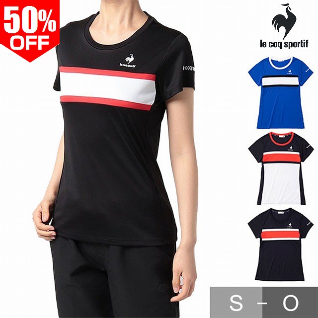 Rakuten - 50％OFF テニス ルコック JTA公認 ゲームシャツ レディース テニスウェア Tシャツ 半袖 スポーツウェア ウィメンズ 女子 ルコックスポルティフ le coq sportif QTWTJA90 【365日あす楽対応】 楽天スーパーSALE RakutenスーパーSALE