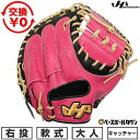 【3連休も毎日出荷】 【交換送料無料】 野球 キャッチャーミット 軟式 捕手用 大人 ミット 右投げ ハタケヤマ PRO-M9 G キャッチャー用 ピンク×ブラ...