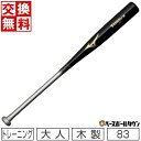 【交換往復送料無料】 野球 トレーニングバット 大人 83cm 900 64mm 木製 MIZUNO Vコング02W 実打可能 日本製 1CJWT23083