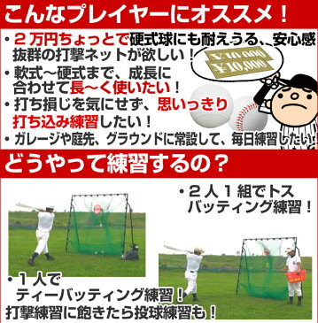 最大10％引クーポン 野球 練習 ネット 硬式 軟式M号・J号 ソフトボール対応 2m×2m 専用バッグ・ターゲット付き 打撃 バッティング FBN-2020H2 フィールドフォース