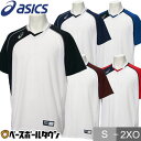 野球 ベースボールシャツ メンズ 半袖 アシックス ASICS Tシャツ ベーシャツ 練習着 アシンメトリーデザイン 大きいサイズあり BAD017