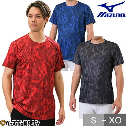 ミズノ Tシャツ メンズ 野球 グラフィックプリントTシャツ メンズ 半袖 ミズノ 丸首 Tシャツ ベーシャツ 練習着 MIZUNO 12JAAT59