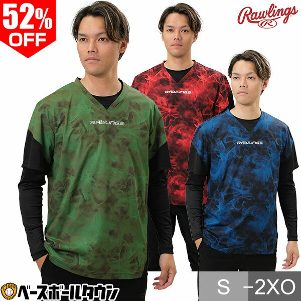 52％OFF 野球 Tシャツ Vネックシャツ 半袖 大人 ローリングス Rawlings ハイブリッド ショートスリーブ レイヤーシャツ スポーツウェア おしゃれ かっこいい AST14S01 【365日あす楽対応】 楽天スーパーSALE RakutenスーパーSALE