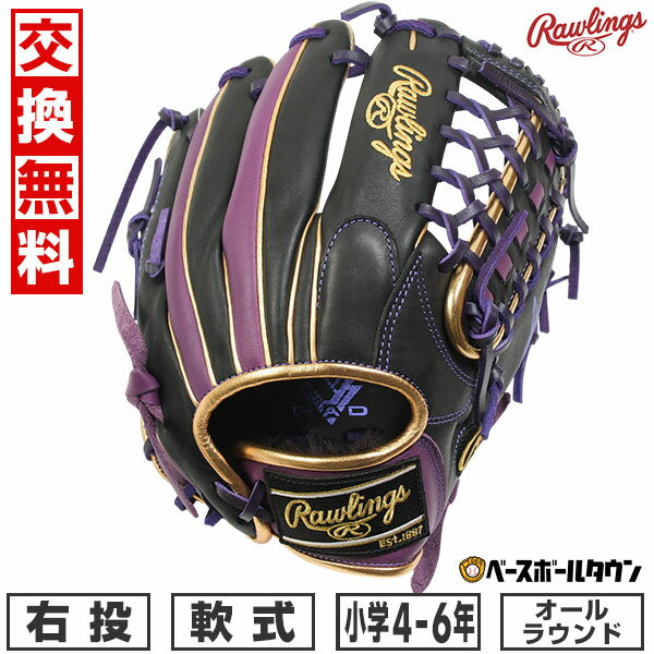 【交換往復送料無料】野球 グローブ 少年 軟式 子供 右投げ ローリングス Rawlings ジュニア HYPER TECH COLOR SYNC オールラウンド用 サイズL 4年生 5年生 6年生 ブラック/パープル gj5fhtcn8l-bppl 型付け可能(G) 2025年後期NEWモデル 【365日あす楽対応】