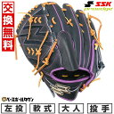 【交換往復送料無料】 野球 グローブ 軟式 大人 左投げ SSK エスエスケイ プロエッジ シリーズC ピッチャー用 投手用 サイズ6L Nブラック×パープル ...