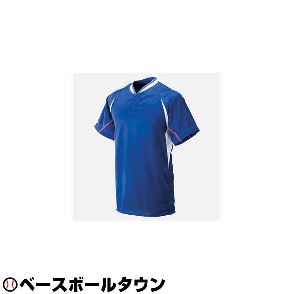 最大10％OFFクーポン ミズノ マルチベースボールシャツ ハーフボタン小衿付き パステルネイビー×ホワイト×レッド 52LE216 野球ウェア 取寄 メール便可