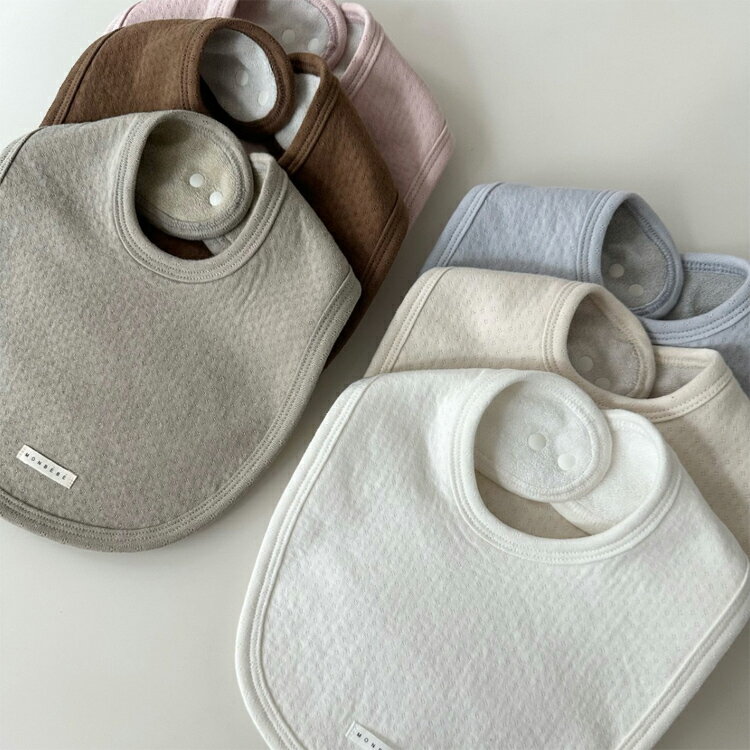 【予約オーダー会】【送料無料】【monbebe モンベベ】ノア ビブ スタイ Noah bib (ivory,cream,light pink, light blue, light khaki, brown) ベビーギフト 韓国 ベビー服 子供服 出産祝い 正規品