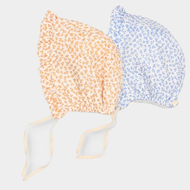 【プライスダウン◎】【送料無料】Clover Bonnet (Caramel/Blue) (0-3m/6-12m) by Búho Barcelona ブーオ バルセロナ ボンネット ベビー帽子 海外ベビー服 新生児 ニューボーン 退院着 ベビーウェア セレモニーウェア 0ヶ月 3ヶ月 6ヶ月 1歳 Buho