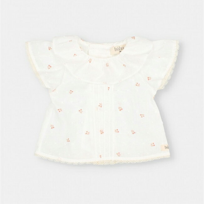 【送料無料】Cherry Blouse (1m/3m/6m/12m) by Búho Barcelona ブーオ バルセロナ ブラウス 海外ベビー服 新生児 ニューボーン 退院着 ベビーウェア セレモニーウェア 0ヶ月 3ヶ月 6ヶ月 1歳 Buho トップ