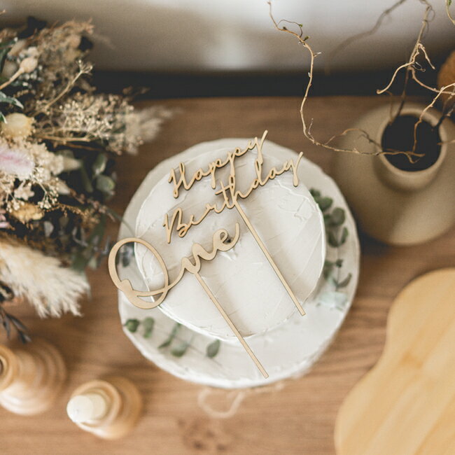 【メール便送料無料】木製 ケーキトッパー ハッピーバースデー bcbasics 誕生日 Happy Birthday バースデーパーティー フォトプロップス Cake Topper 誕生日ケーキ 2