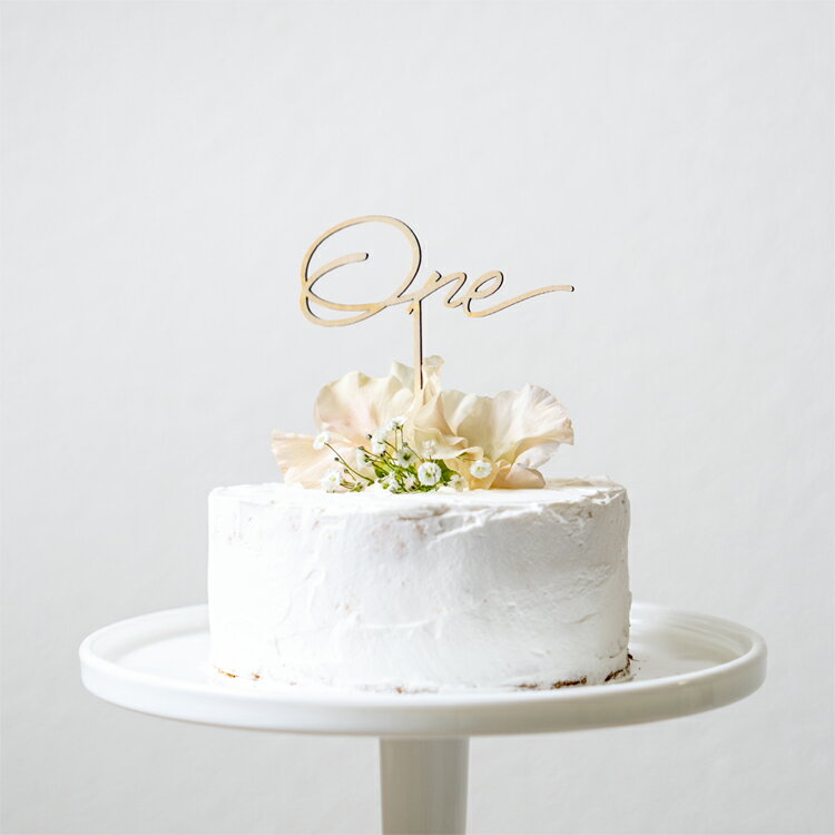 【メール便送料無料】木製 ケーキトッパー One bcbasics 誕生日 1歳 バースデーパーティー フォトプロップス Cake Topper 誕生日ケーキ