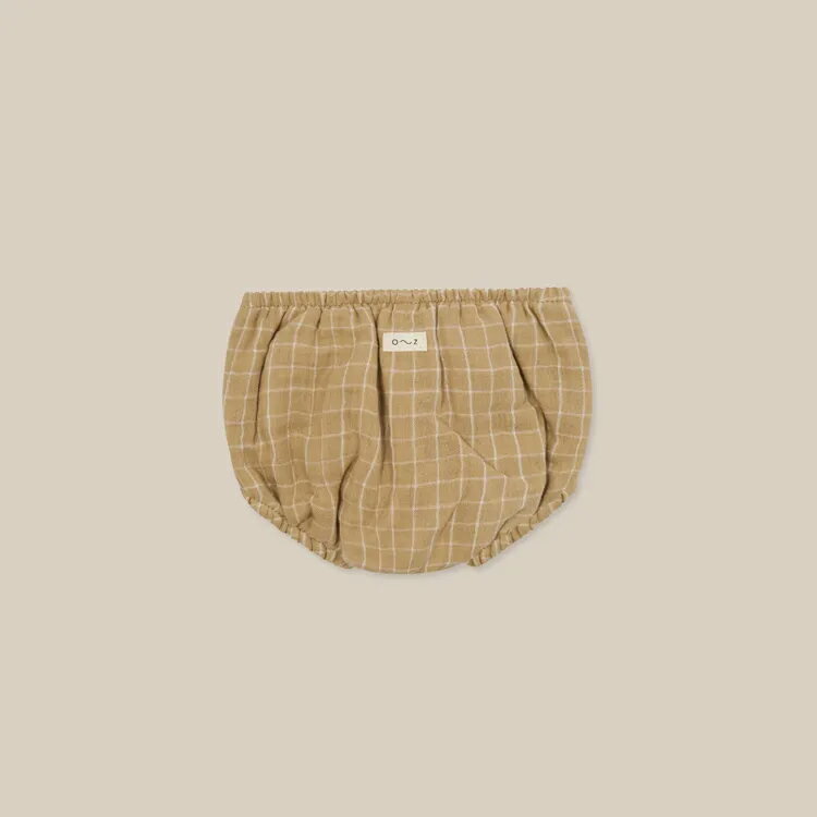 【クリアランス価格 6369円→3185円】【メール便送料無料】Grid Check Shortie Wheat (3-6M,6-12M,1-2Y) by organic zoo オーガニックズー 海外子供服 海外ベビー服 ブルマー