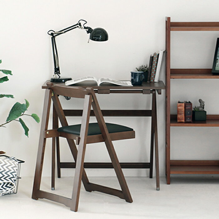 デスク&チェアセット 横幅80cm 折りたたみ 完成品 机 イス オフィス 勉強 パソコン机 リモートワーク コンパクト 一人暮らし 単身 収納可能 リビング ...