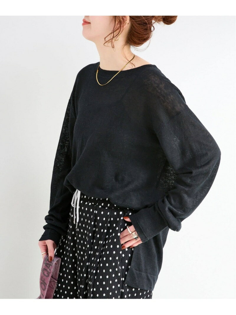 手洗い可 / FRENCH ICY LINEN プルオーバー B.C STOCK ベーセーストック トップス ニット ホワイト ブルー ブラック ピンク