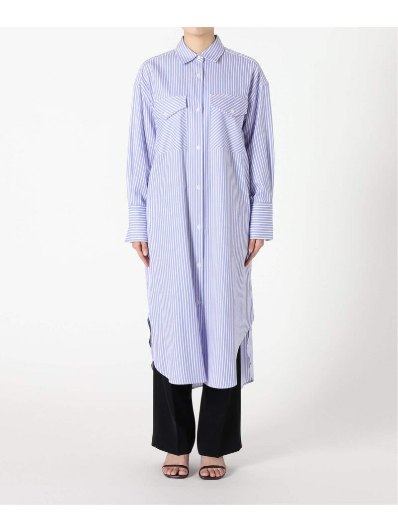 【SALE／30%OFF】ストライプパチポケ シャツワンピース B.C STOCK ベーセーストック ワンピース・ドレス ワンピース ブルー ピンク【RBA_E】【送料無料】[Rakuten Fashion]のサムネイル