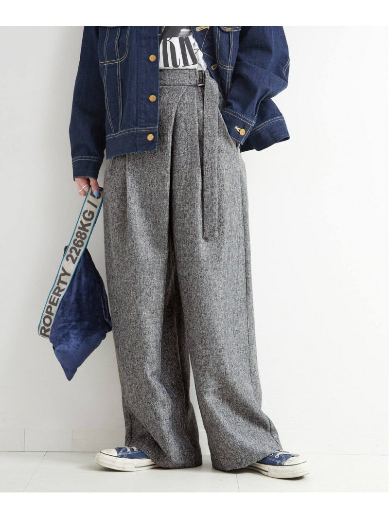 【SALE/30%OFF】手洗い可 / ヘザーツイードラップタックスラックス B.C STOCK ベーセーストック パンツ スラックス・ドレスパンツ グレー ブ...