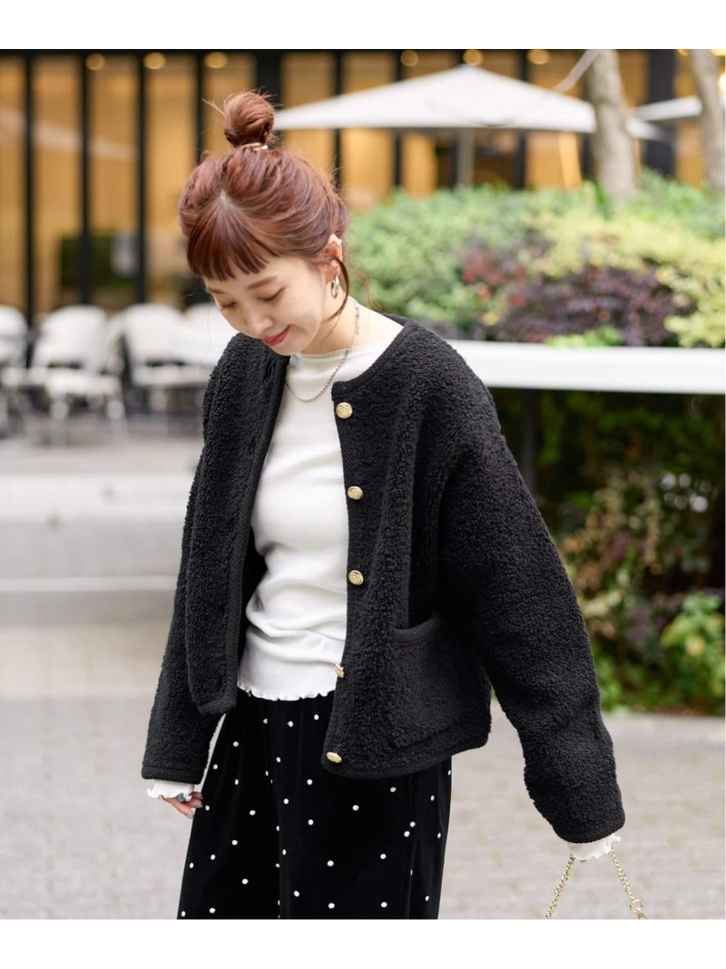 パイルショートカーディガン B.C STOCK ベーセーストック トップス カーディガン グレー イエロー ブラウン ブラック【送料無料】[Rakuten Fashion]のサムネイル