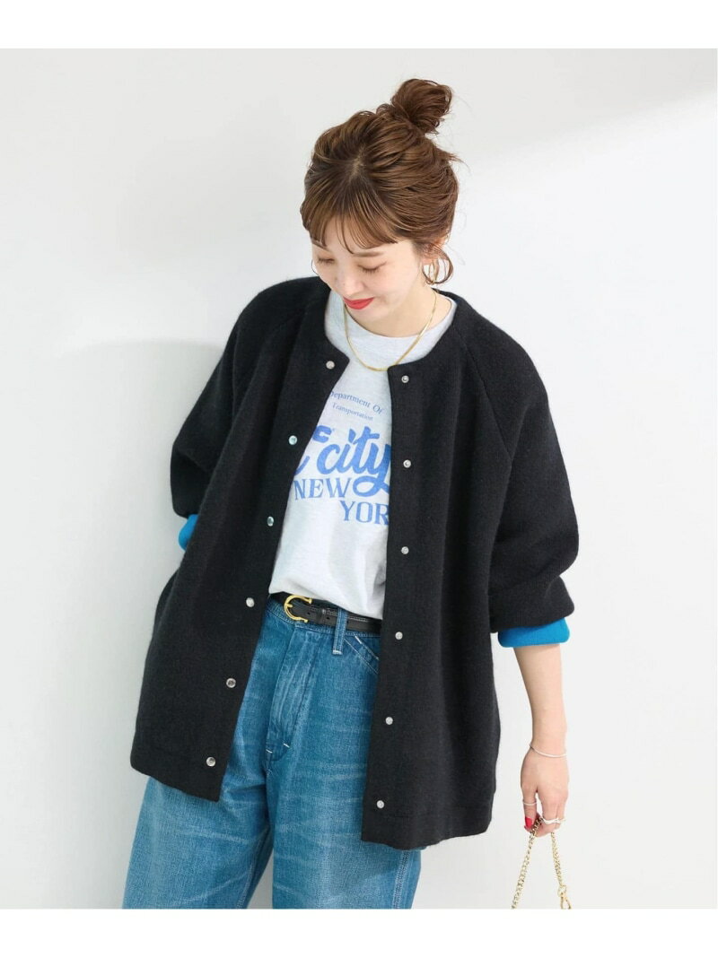 《予約》2層スムース編みロングカーディガン B.C STOCK ベーセーストック トップス カーディガン ベージュ ブラック【先行予約】*【送料無料】[Rakuten Fashion]のサムネイル