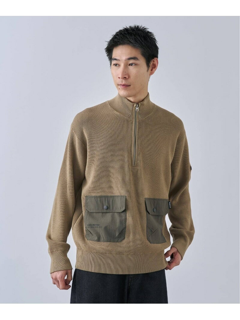 Necked Turtle - 【SALE／50%OFF】【OLIVEDRAB/オリーブドラブ】ハーフジップニット B.C STOCK ベーセーストック トップス ニット ネイビー ブラック ベージュ【RBA_E】【送料無料】[Rakuten Fashion]