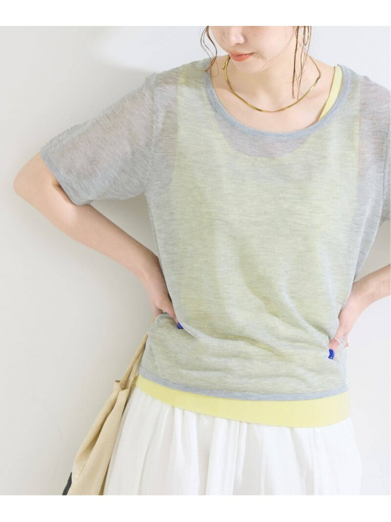《2枚セット》手洗い可 / タンク付きニットTEE set B.C STOCK ベーセーストック トップス ニット ブルー ブラウン グレー【送料無料】[Rakuten Fashion]