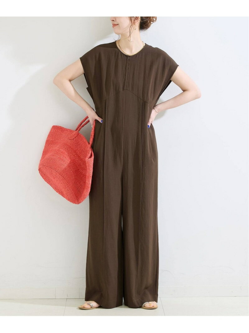 【SALE/30%OFF】Washable / Cool Touch / Cell Drape Cross French Jumpsuit BC STOCK All-in-One/Overalls All-in-One/Jumpsuit Brown Black 【RBA_E】【Free Shipping】[Rakuten Fashion]