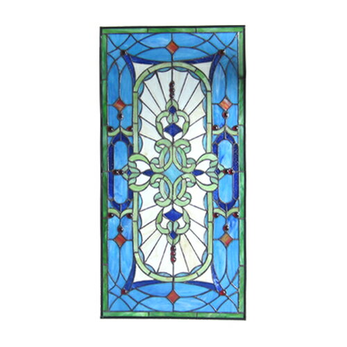 ステンドグラス おしゃれ 綺麗 リフォーム DIY 交換 窓枠 ドア パネル アイアン 幅42.5cm INK-1103011H