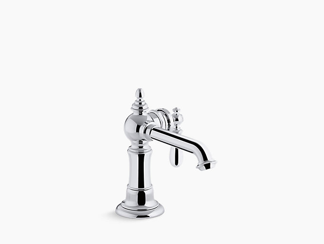 洗面水栓 蛇口 混合水栓 交換 リフォーム おしゃれ 綺麗 DIY 1穴 レバーハンドル KOHLER コーラー Artifacts アーティファクツ 奥行14.4×吐水口高9.7cm K-72762-9M-CP 